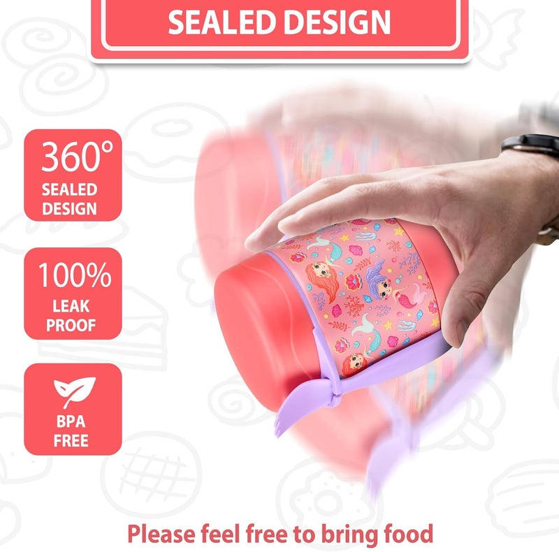 Howeemo Mermaid 10oz Kids Lunch Jar - Insulated, Leak Proof, Wide Mouth, Hot Food, Spoon Included - Image 5
